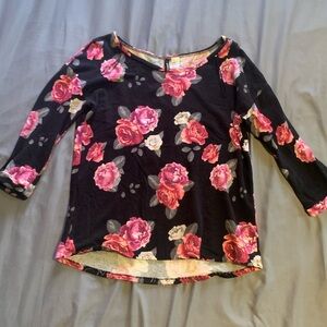 Half-Sleeve Boat Neck Floral Print Sweater